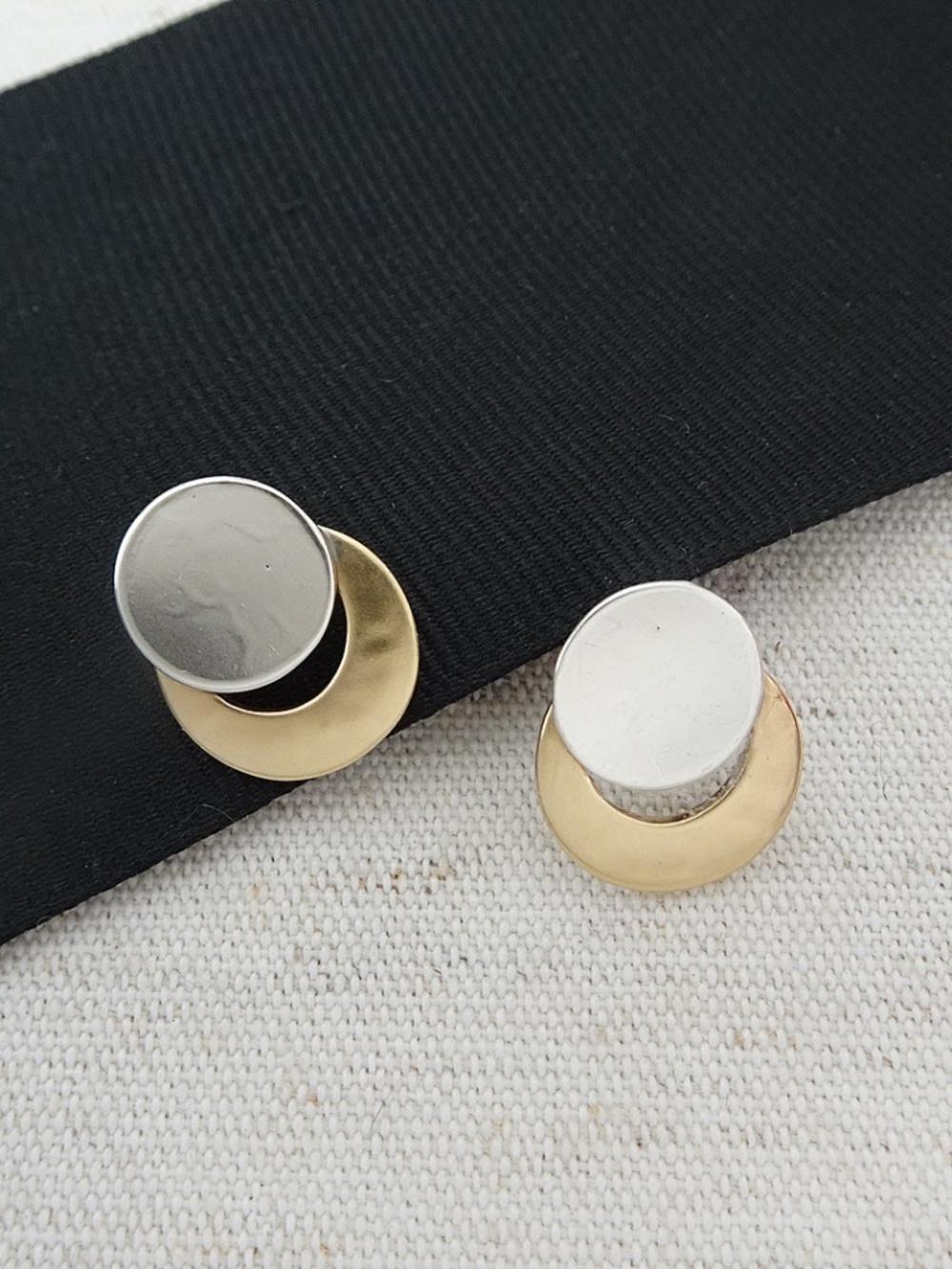 Marjorie Baer Round Mixed Metal Post Earrings